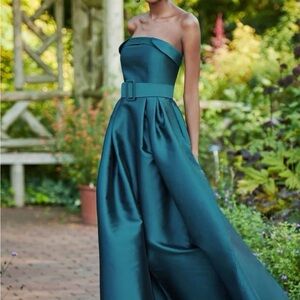Sachin + Babi Teal Strapless Gown